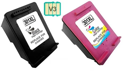 Pack 2 cartuchos de tinta compatibles HP 301 XL V3 (Muestra Nivel ) negro