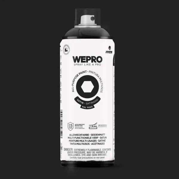 Producto Spray MTN WEPRO Solvent Satinado NEGRO COSMOS - RAL 9005 Imagen