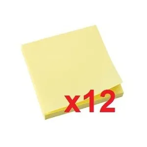 Producto Q-Connect 12 bloc notas reposicionables 76 x 76 MM amarillo (12 unidades x 100) Imagen