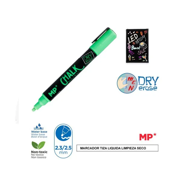 Producto Marcador Tiza Líquida Verde Limpieza en Seco Imagen