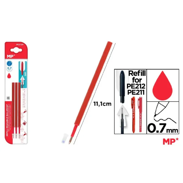 Producto Recambio para Bolígrafo Borrable Rojo MP PE211/PE212 (3 Ud) Imagen