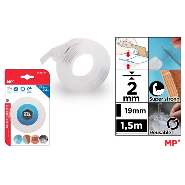 Producto Cinta de Doble Cara Transparente 2 mm x 1,5 m Imagen