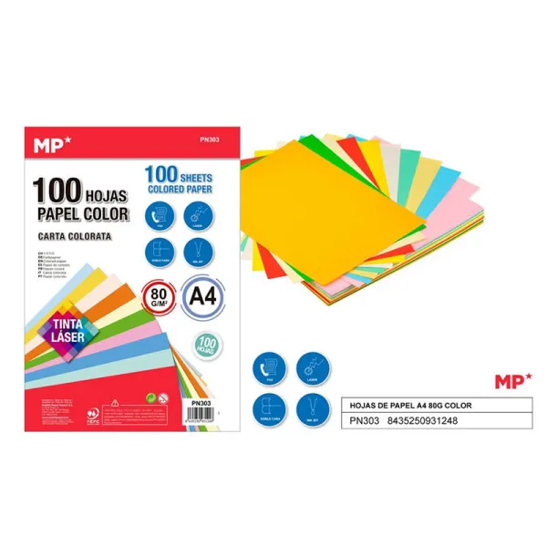 Producto Papel A4 100 hojas 80g Color Surtido Imagen