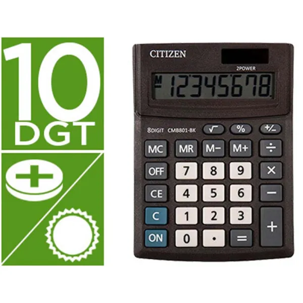 Produto Calculadora Citizen Sobremesa CMB1001-BK Eco Eficiente Solar y Pilas 10 Dígitos Imagem