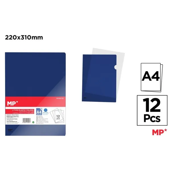 Producto Dossier Uñero Translúcido Color Azul Marino A4 12 Unidades Imagen
