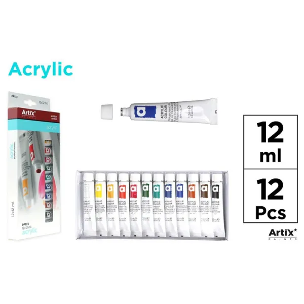 Produto Set de 12 Tubos de Pintura Acrílica Artix Imagem
