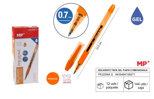 Producto Boligrafo tinta gel punta 0.7mm naranja MP Imagen