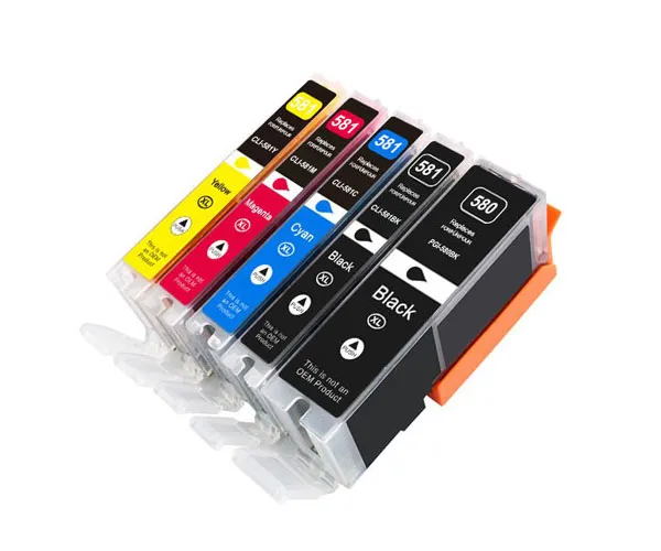Producto Pack 5 cartuchos de tinta compatibles Canon CLI-581 XXL/PGI-580 XXL amarillo, magenta, negro y cian Imagen