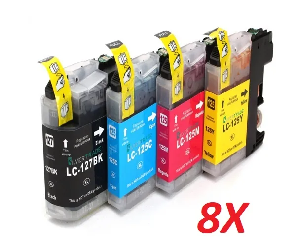 Producto Pack 8 cartuchos de tinta compatibles Brother LC125XL/LC127XL amarillo, magenta, cian y negro Imagen