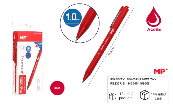 Producto Boligrafo tinta aceite 1.0mm rojo MP Imagen