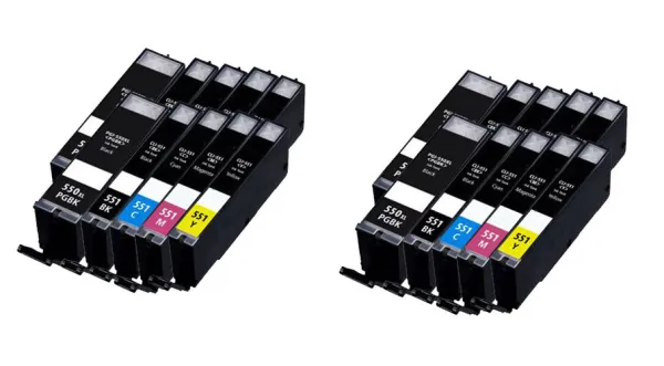 Producto Pack 20 cartuchos de tinta compatibles Canon CLI 551 XL/PGI 550 XL amarillo, magenta, negro y cian Imagen
