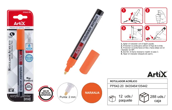 Producto Rotulador pintura acrilica naranja Artix Imagen