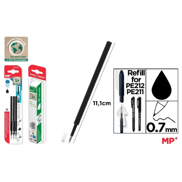 Producto Recambio para Bolígrafo Borrable Negro MP PE211/PE212 (3 Ud) Imagen