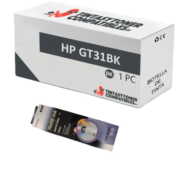 Produto Botella de tinta compatible HP HPGT31BK Negro · 90 ml Imagem