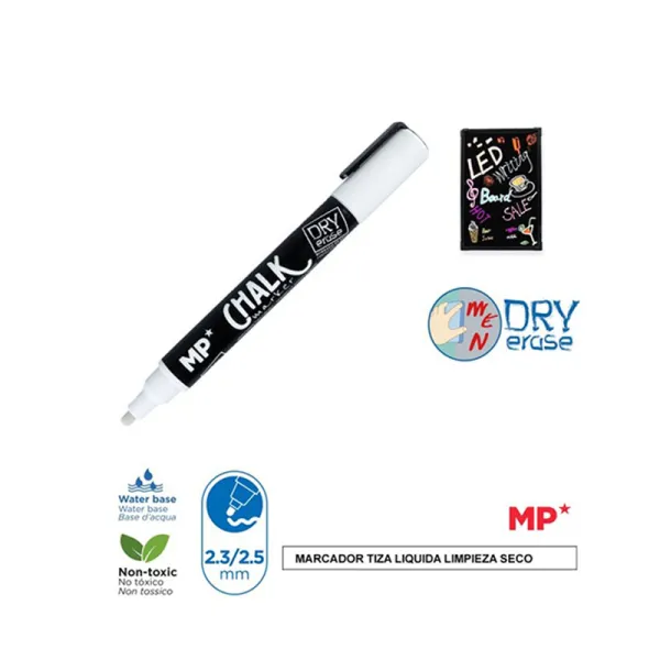 Producto Marcador Tiza Líquida Blanco Limpieza en Seco Imagen