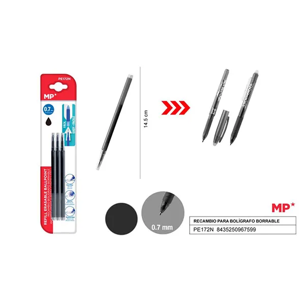 Producto Recambio para Bolígrafo Borrable Negro MP (3 Ud) Imagen