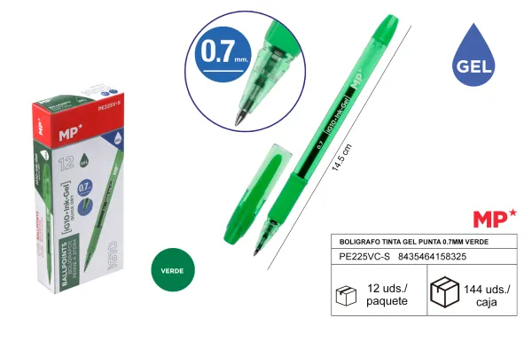Producto Boligrafo tinta gel punta 0.7mm verde MP Imagen