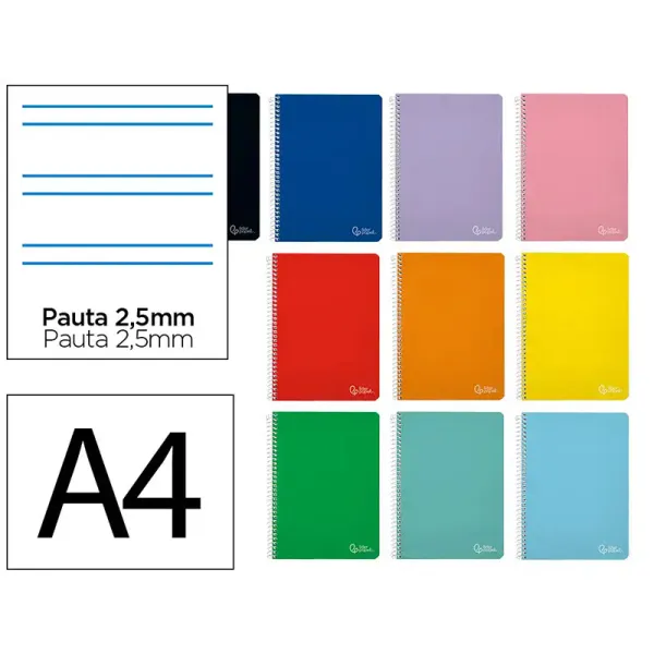 Produto CUADERNO ESPIRAL A4 WITTY TAPA DURA PAUTA ESTRECHA 2,5MM LIDERPAPEL Imagem