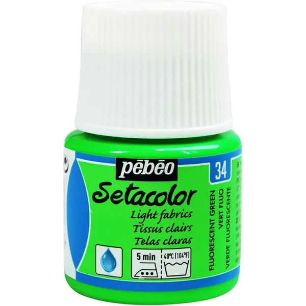 Producto Pintura Pébéo Setacolor Tejidos Claros Verde Fluor 45 ml Imagen