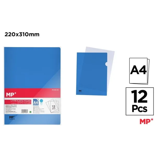Producto Dossier Uñero Color Azul A4 12 Unidades Imagen