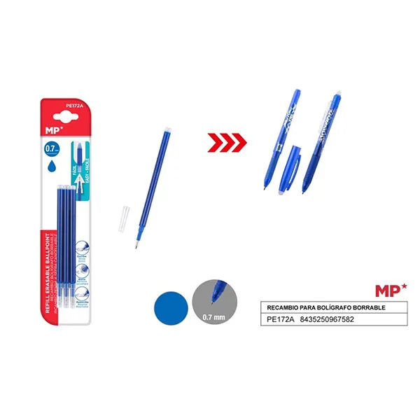Produto Recambio para Bolígrafo Borrable Azul MP (3 Ud) Imagem