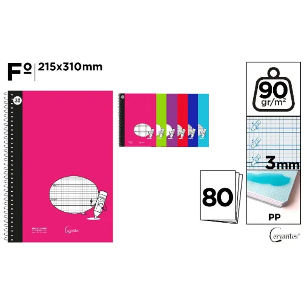 Producto Cuaderno Basic PP Fº 80 Hojas 3 mm 90 G/m2 Imagen