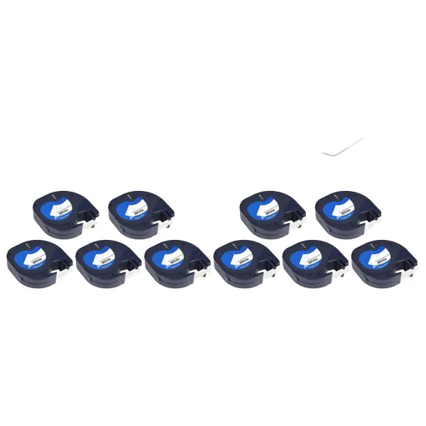 Producto Pack 10 cintas compatibles DYMO LetraTag S0721610/S0721660 / Blanco negro / blanco Imagen