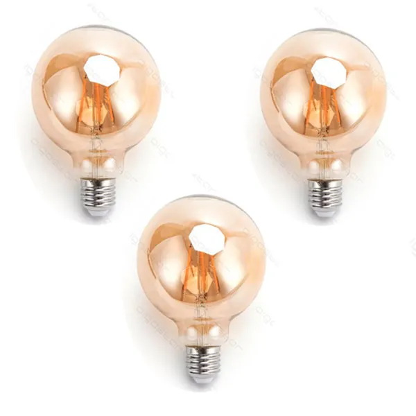 Producto Pack 3 Bombillas de Filamento LED E27 G95 6W Luz Cálida 2200K Imagen