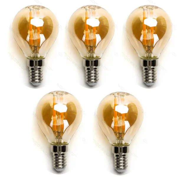 Producto Pack de 5 Bombillas de Filamento LED E14 G45 4W Luz Cálida 2200K Imagen