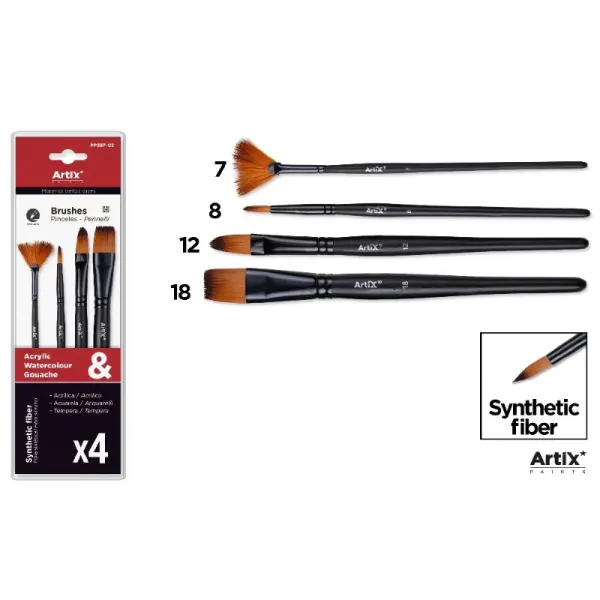 Product Pincel Corto Profesional Sintético 4 Uds (Nº12/18/7/8) Image