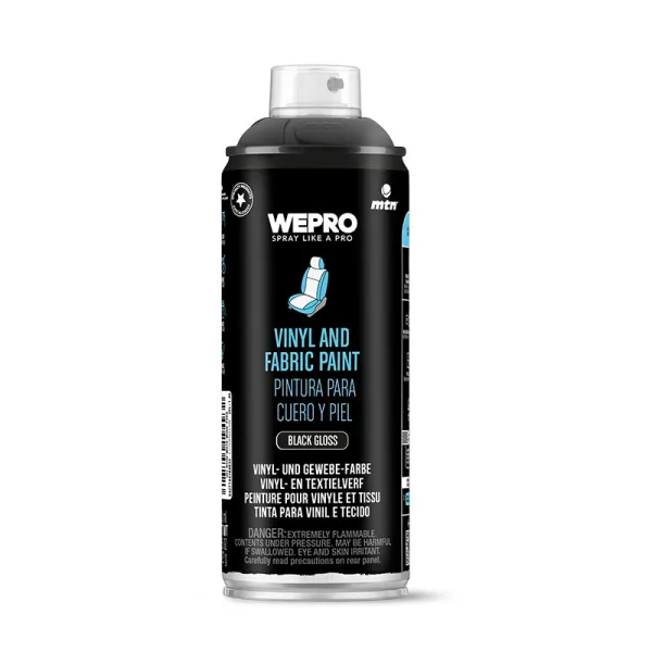 Producto Spray de Pintura Vinilo para Cuero y Piel Color Negro Brillante MTN WEPRO Imagen