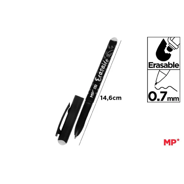 Producto Bolígrafo Borrable con Capuchón Punta 0,7mm Negro Imagen