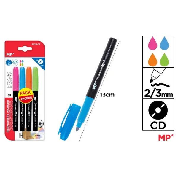 Producto Marcador Permanente 4 Uds. Pack Ahorro (rosa, turquesa, naranja y verde) Imagen