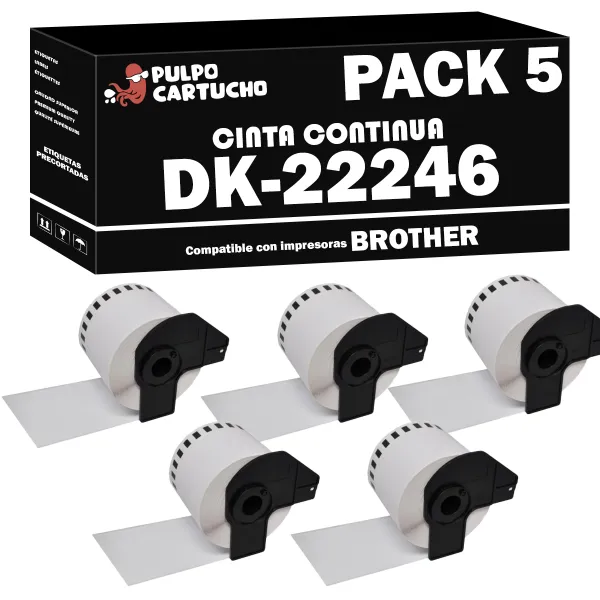 Producto Pack 5 cintas compatibles Brother DK-22246 CINTA CONTINUA blanco Imagen