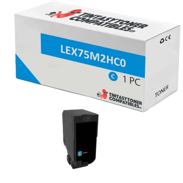 Producto Tóner compatible Lexmark LEX75M2HC0 Cian · 8.800 páginas Imagen