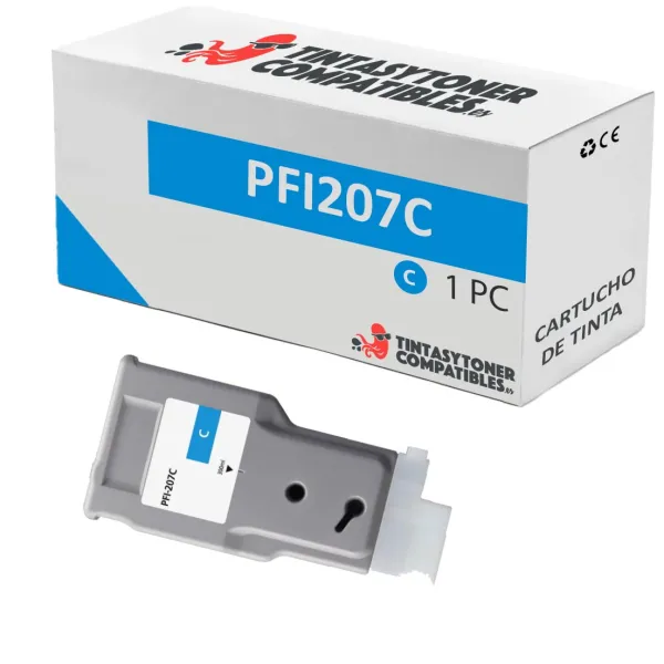 Produto Cartucho de tinta compatible Canon PFI207C Cian · 300 ml Imagem