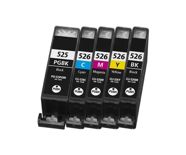 Producto Pack 5 cartuchos de tinta compatibles Canon CLI 526/PGI 525 amarillo, magenta, negro y cian Imagen