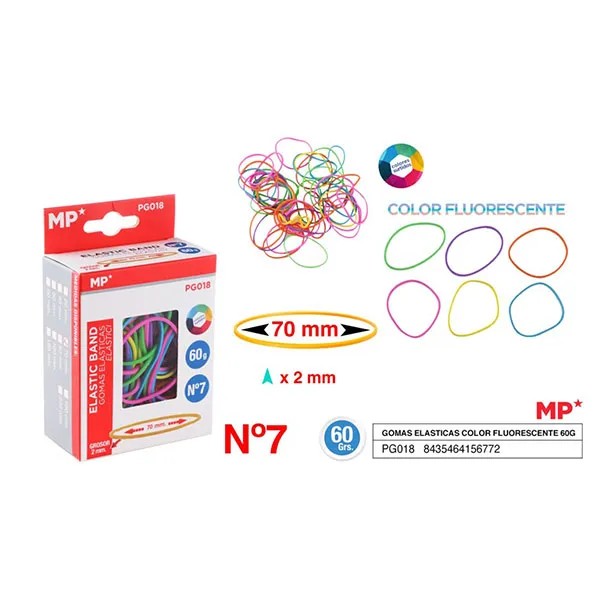 Produto Gomas Elasticas Fluorescentes 60g 70x2mm Imagem