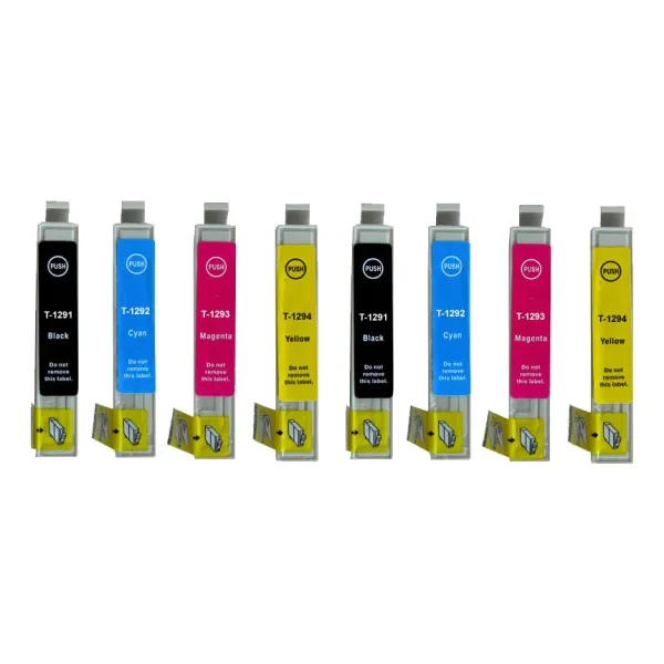 Producto Pack 8 cartuchos de tinta compatibles Epson T1291/T1292/T1293/T1294 negro, cian, magenta y amarillo Imagen