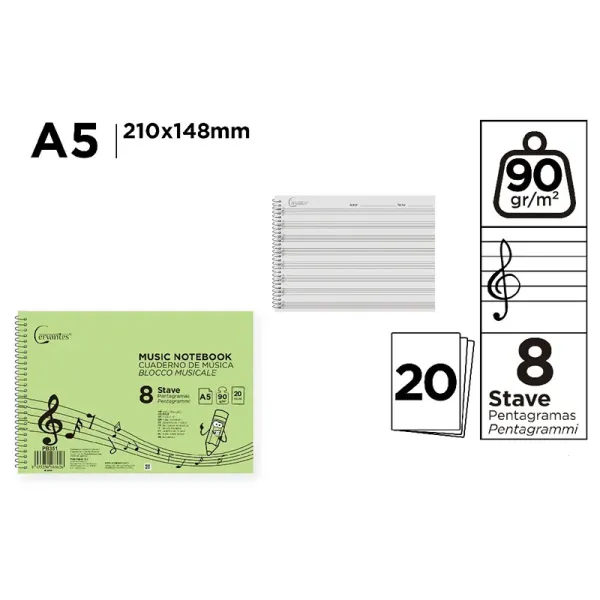 Producto Cuaderno De Música 8 Pentagramas A5 Imagen