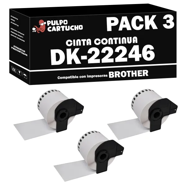 Producto Pack 3 cintas compatibles Brother DK-22246 CINTA CONTINUA blanco Imagen