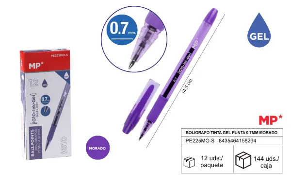 Producto Boligrafo tinta gel punta 0.7mm morado MP Imagen