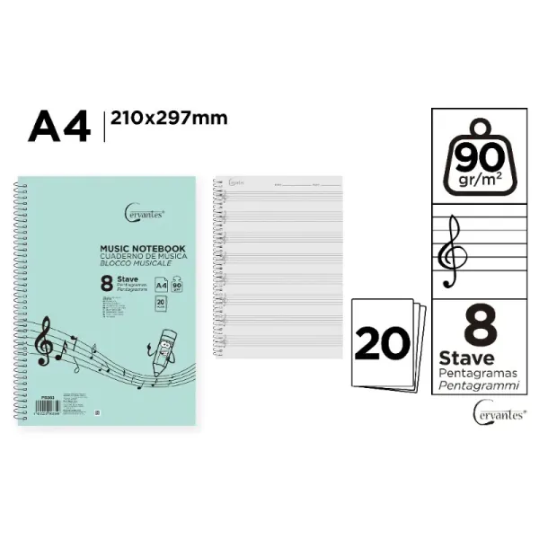 Producto Cuaderno De Música 8 Pentagramas A4 Imagen