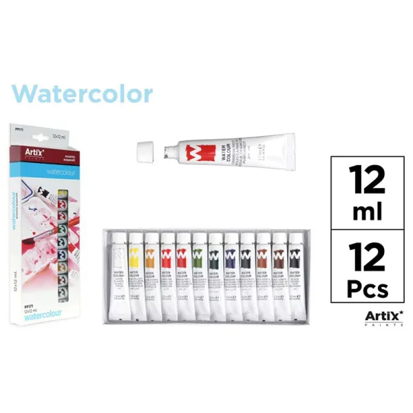 Producto Set de 12 Tubos de Pintura Acuarela Artix Imagen