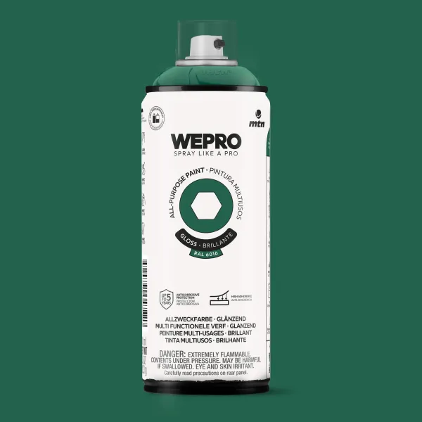 Producto Spray MTN WEPRO Solvent Brillante VERDE SAUVAGE - RAL 6016 Imagen