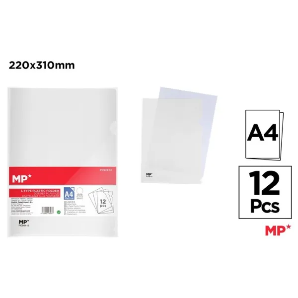 Producto Dossier Uñero Color Blanco A4 12 Unidades Imagen
