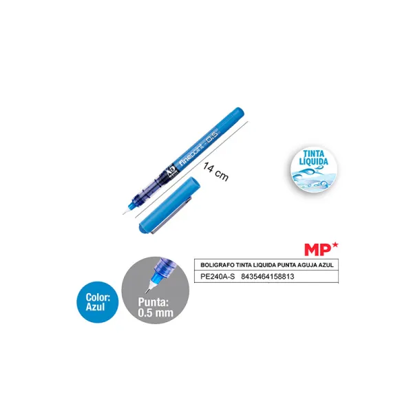 Product BOLIGRAFO TINTA LIQUIDA PUNTA AGUJA AZUL MP Image