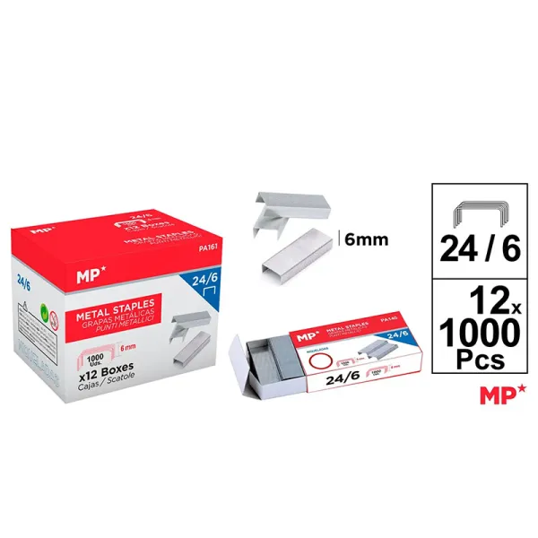 Producto Pack con 12 Cajas de 1000 Grapas 24/6 Galvanizadas MP Imagen