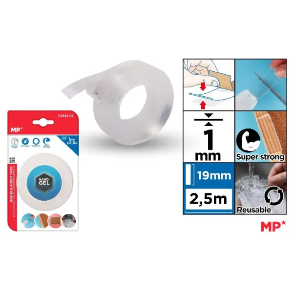 Producto Cinta de Doble Cara Transparente 1 mm x 2,5 m Imagen