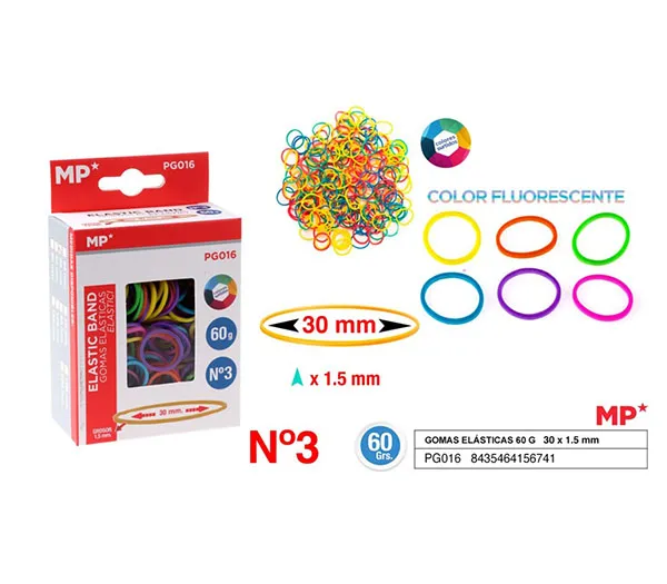 Produto Gomas Elasticas Fluorescentes 60g 30x1.5mm Imagem